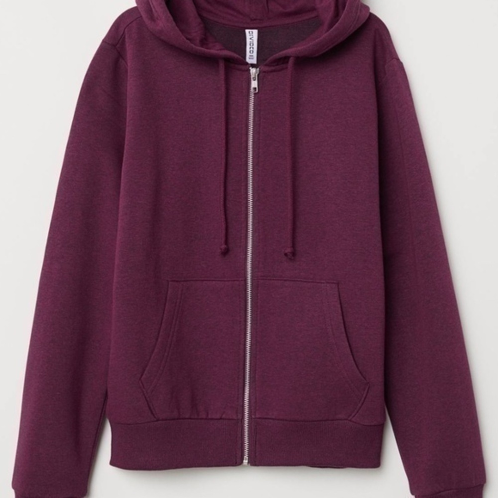 H&M Hooded Jacket Dark Purple Melange Size Medium